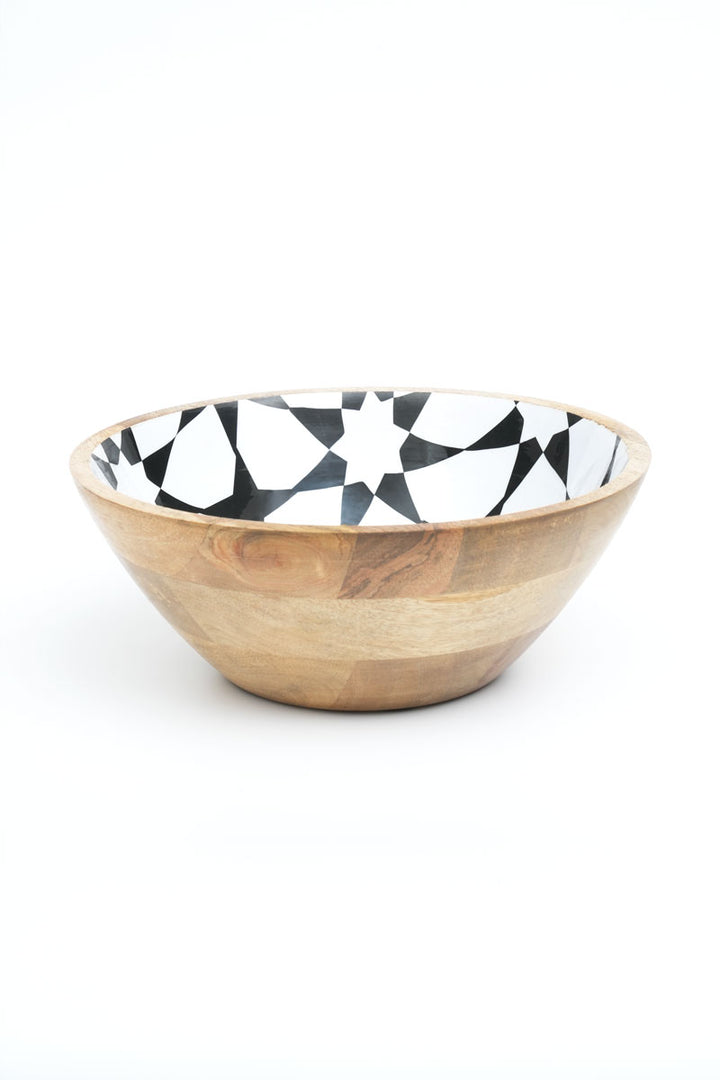 S/3-WOODEN BOWL/TESSILATION PATTERN