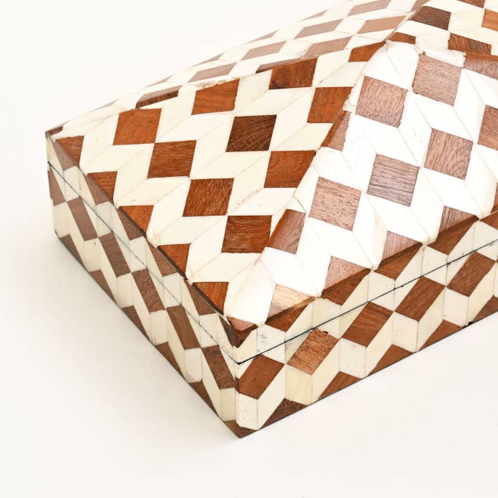 Diamond Pattern-Bone Inlay Decorative Box