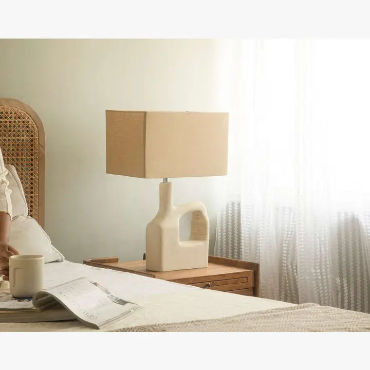 Lámpara de mesa Ecomix grande artesanal Sarafay con pantalla