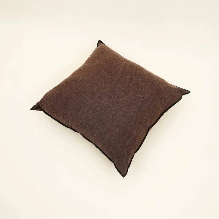 Handmade Cotton & Linen Cushion Cover – Beige, Brown & Green