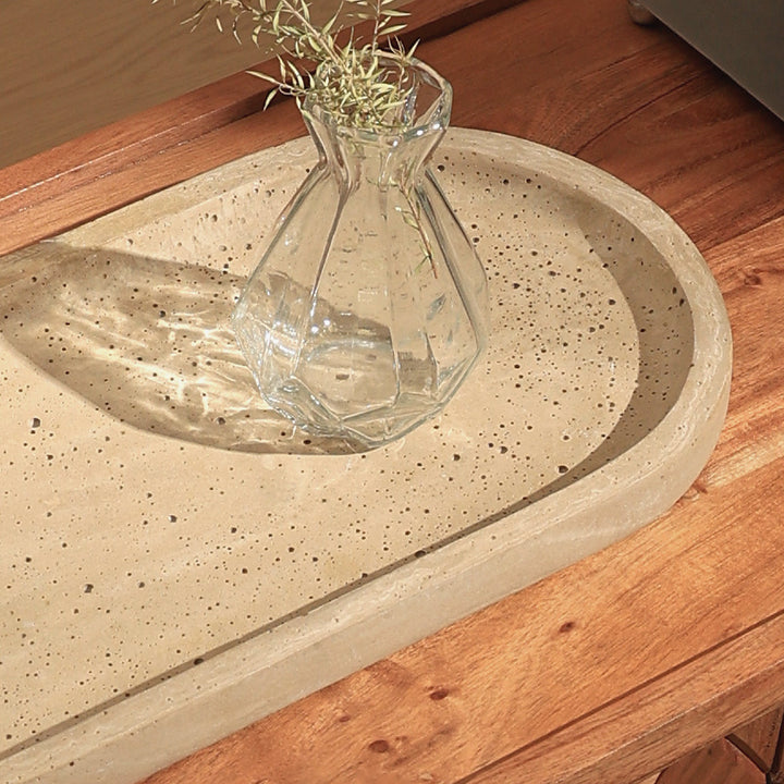 Oval Serving Platter with Travertine Finish – Elegant & Timeless Serving Dish
