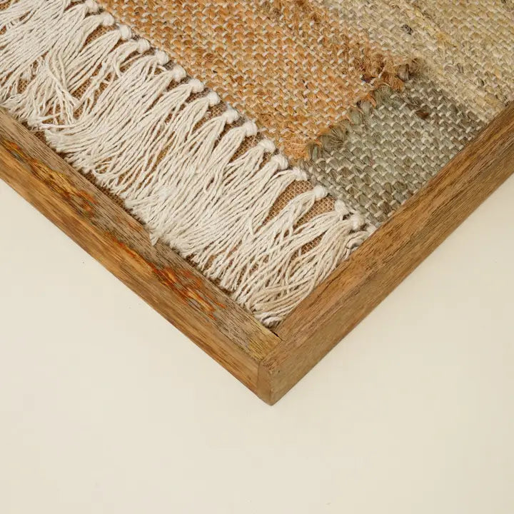 Handcrafted Multicolour Cotton & Hemp Wall Art with Wooden Frame