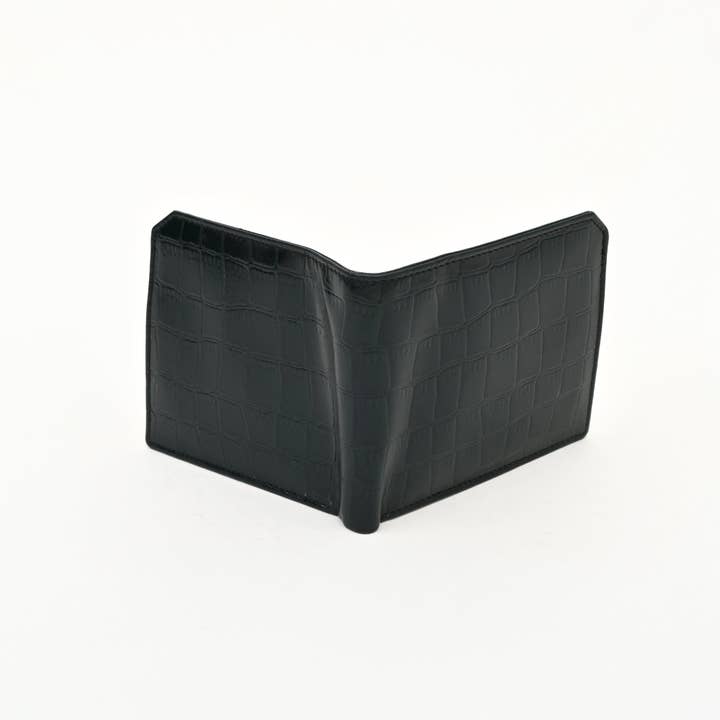 Luxury Green Napa Leather Wallet – Slim Croc-Pattern Design with Coin Pocket & Card Slots