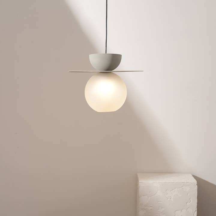 Modern Grey Glass Pendant Ceiling Light Minimal Design