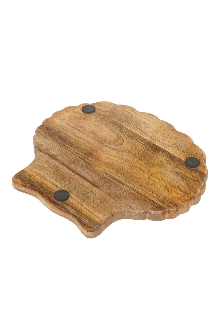 Vassoi in legno a forma di conchiglia con smalto bianco – Piatto da portata elegante e ispirato alla costa