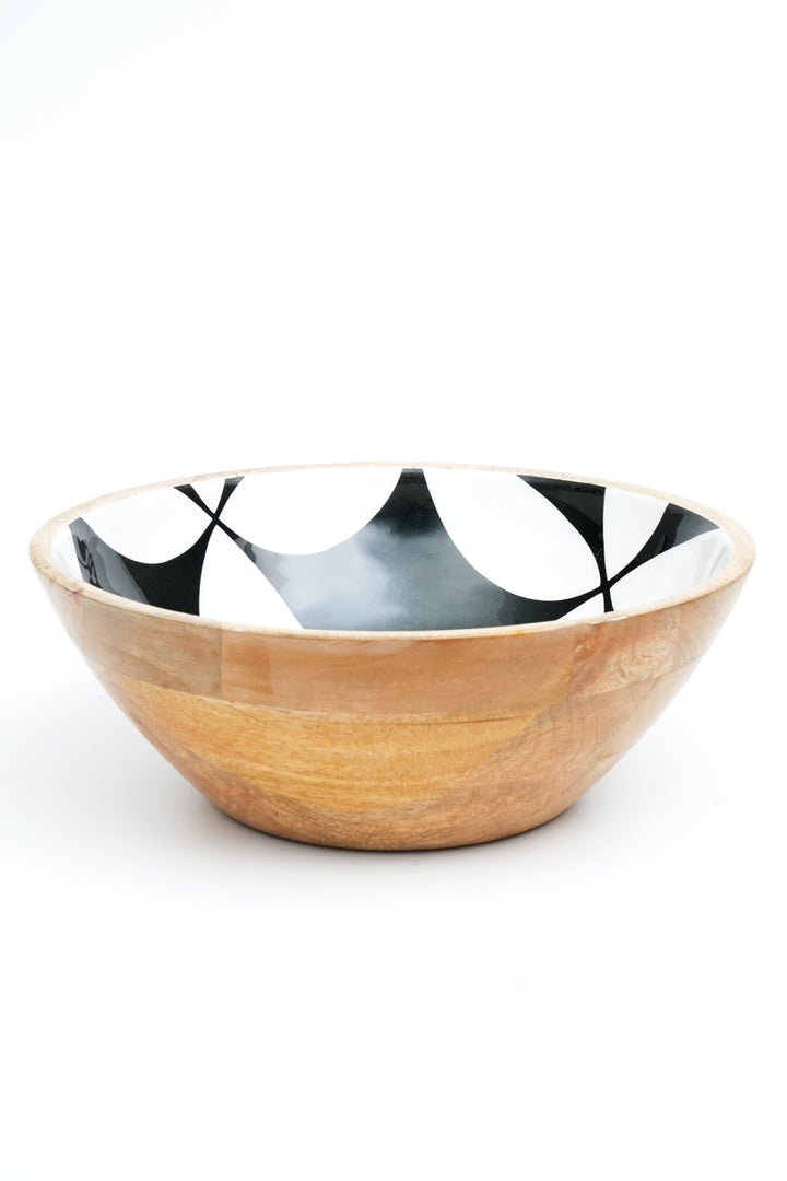 S/3-WOODEN BOWL/FLORAL PATTERN