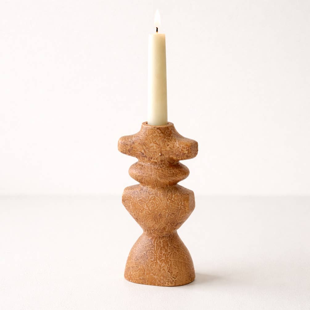 Brown Textured Aluminium Candle Holder