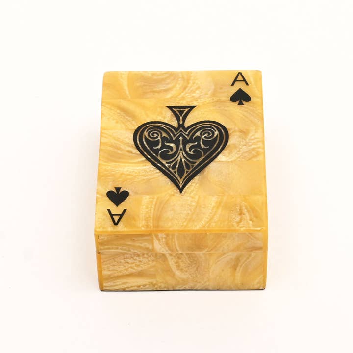 Golden Glow Resin Playing Card Box – Yellow & Black