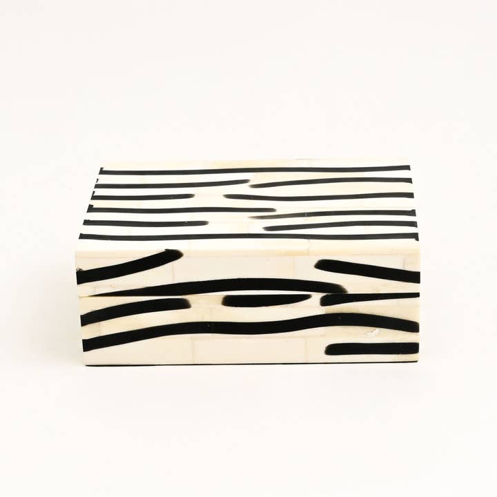 Zebra Pattern Bone Inlay Box – Set of 3