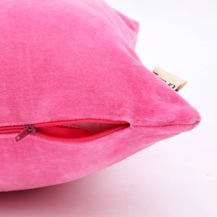 Solid Fuchsia Pink Cotton Velvet Cushion -45×45 cm