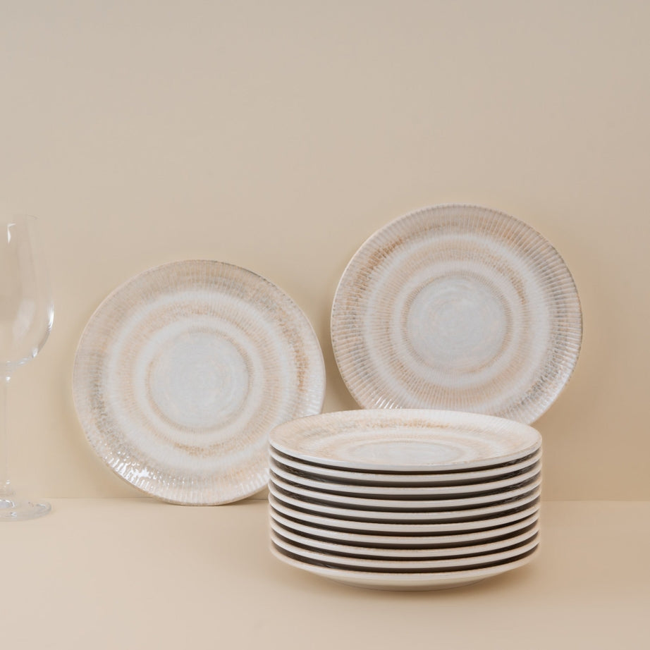 Paros Shell Sand Round Rimless Porcelain Plate 18cm – Set of 12 | Professional Hospitality Tableware