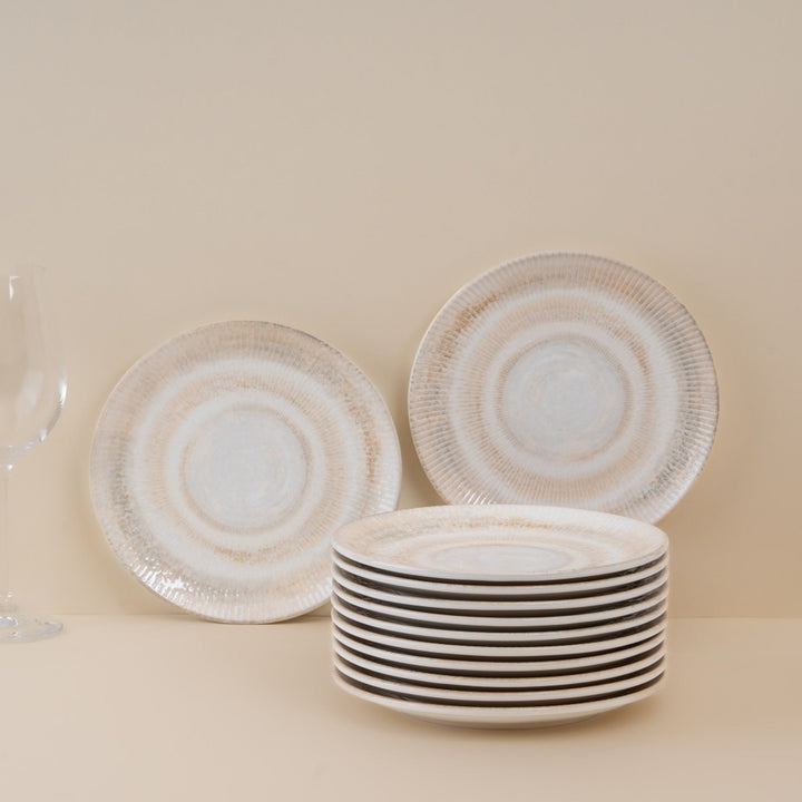 Paros Shell Sand Round Rimless Porcelain Plate 21 cm – Set of 12 | Professional Hospitality Tableware