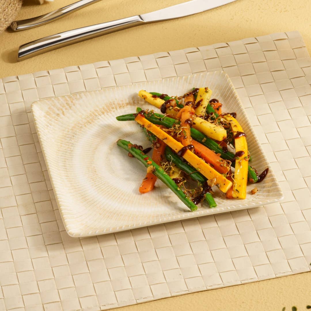 Paros Shell Sand Juliet Square Porcelain Platter with Foot 16 × 16cm – Set of 12 | Professional Hospitality Serving Platter