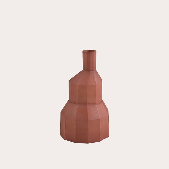 Vetra Aluminium Vase – Terracotta Finish Tabletop Décor (36 cm)