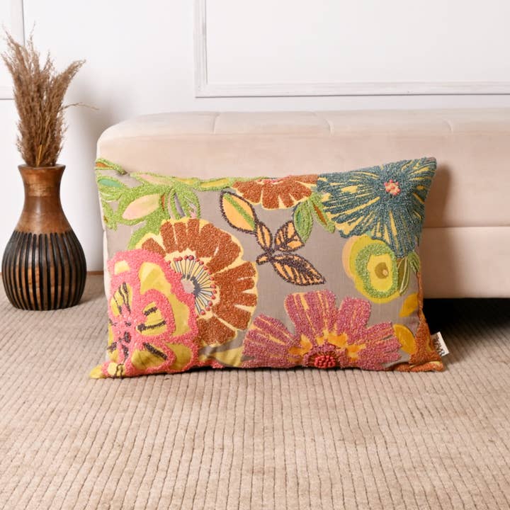Cotton Lumbar Cushion- Elegant Honeydew- 40x60 cm