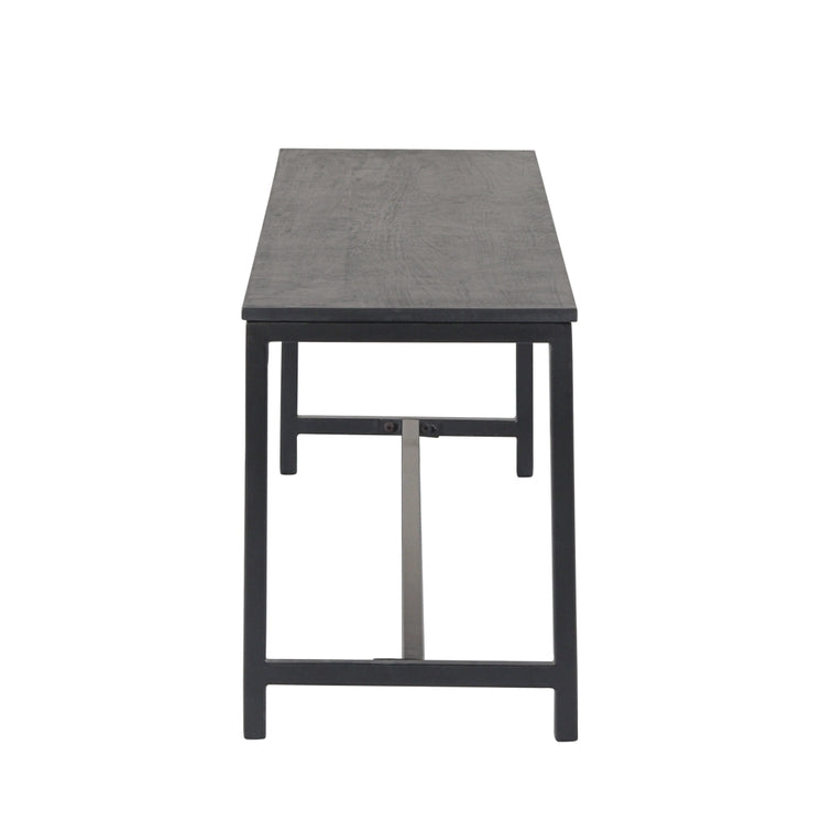Brushed Charcoal Metal & Black Mango Wood Bench – Modern Industrial Design