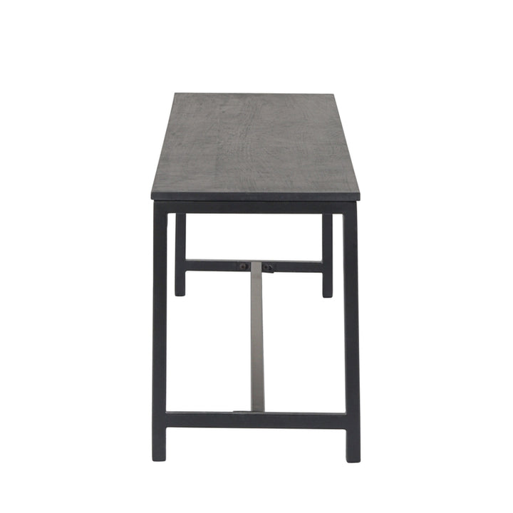 Brushed Charcoal Metal & Black Mango Wood Bench – Modern Industrial Design