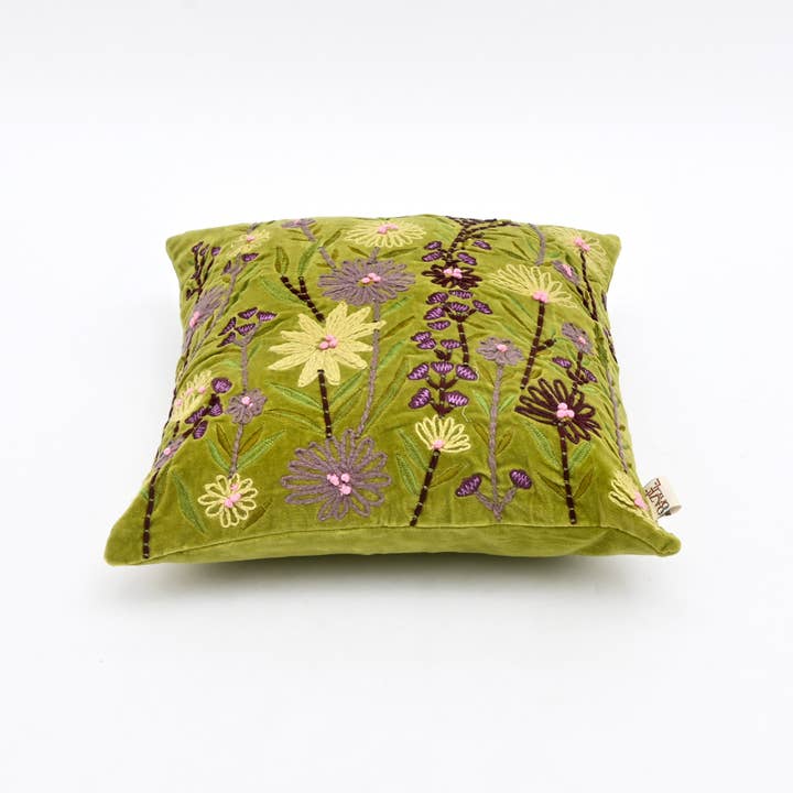 Velvet Cotton Cushion- Sia Green- 45x45 cm