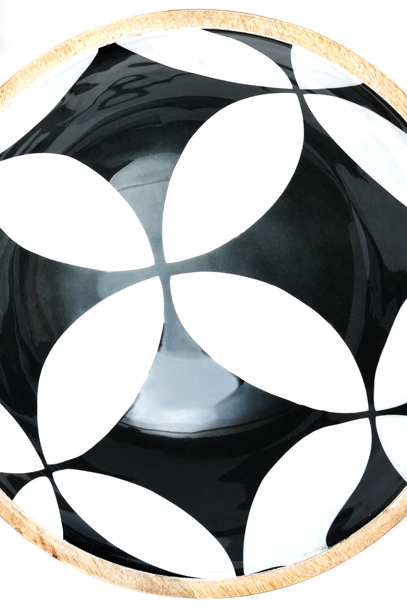S/3-WOODEN BOWL/FLORAL PATTERN