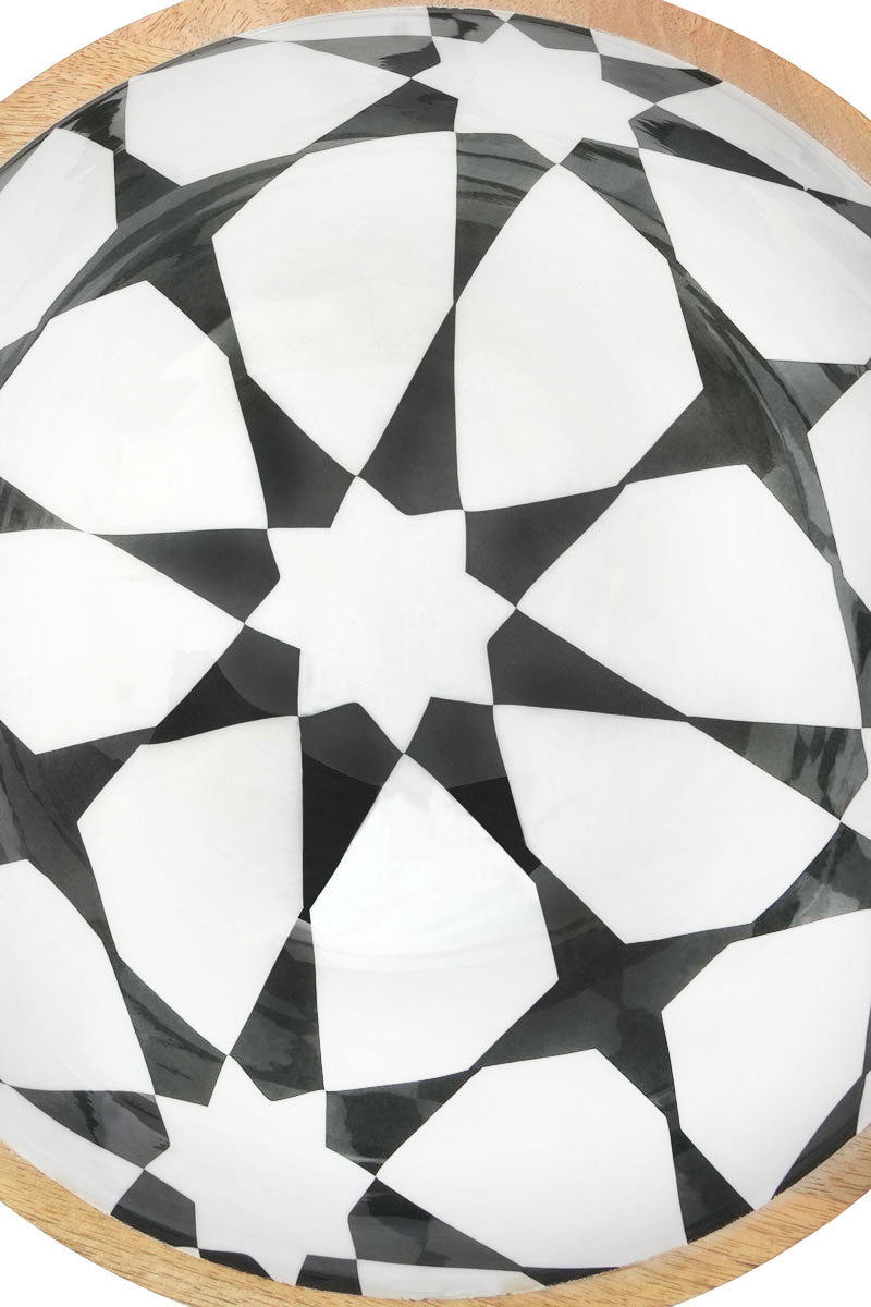 S/3-WOODEN BOWL/TESSILATION PATTERN