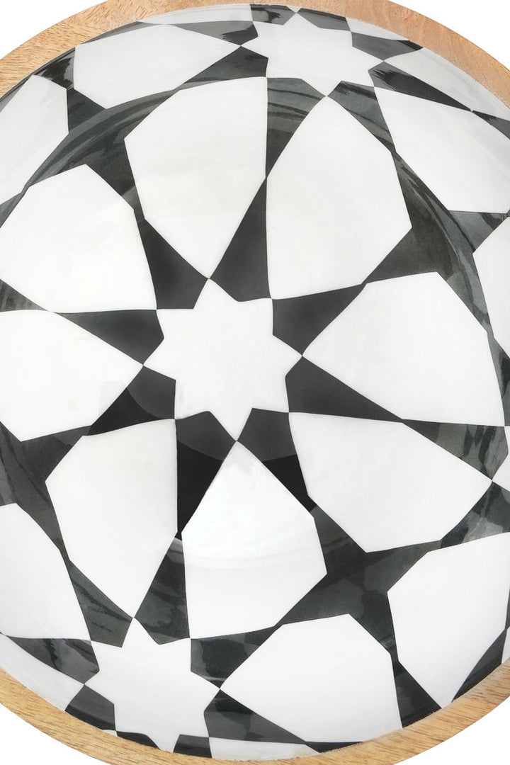 S/3-WOODEN BOWL/TESSILATION PATTERN