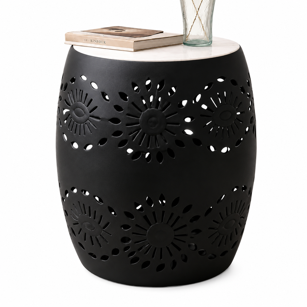 Floral Cutout Table with Marble top