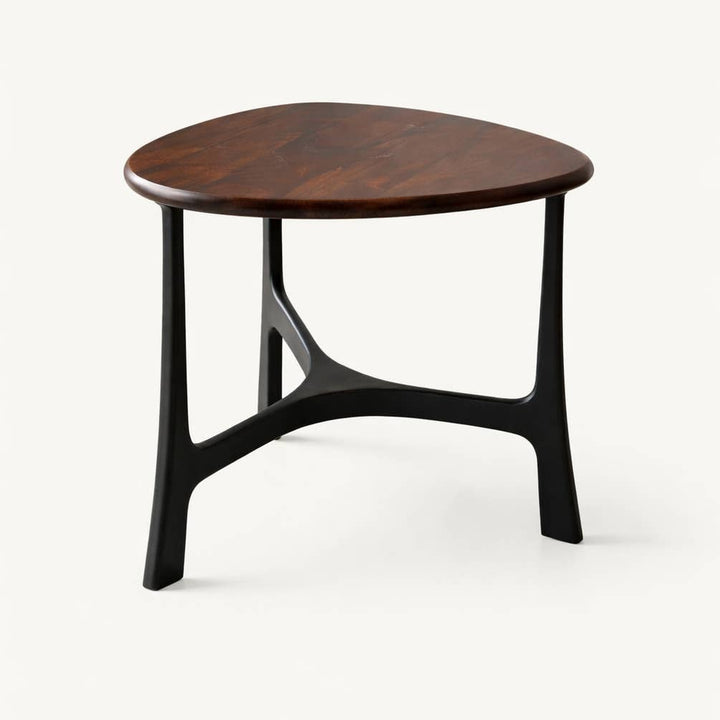 Solace Round Coffee Table – Black Aluminium & Wood 58cm