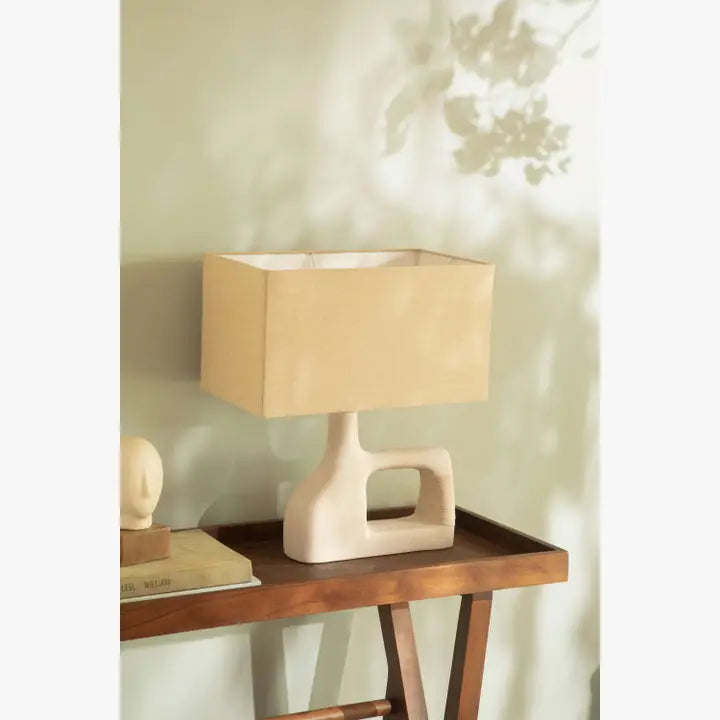 Sarafay Ecomix Handcrafted Small Table Lamp | Sustainable Eco-Friendly Cotton Shade Desk Light for Boho & Modern Homes