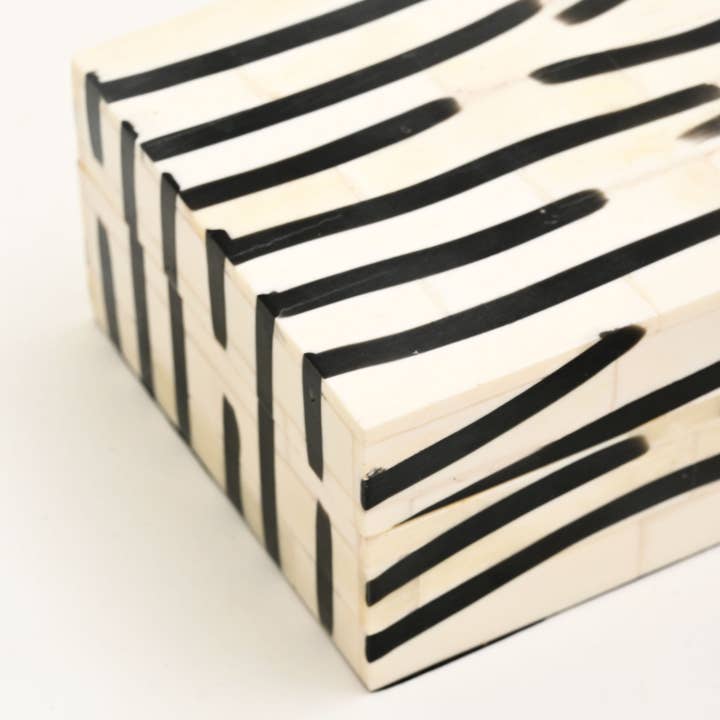 Zebra Pattern Bone Inlay Box – Set of 3