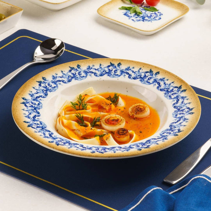 Cruise Amalfi Deep Porcelain Plate 23cm – Set of 12 | Mediterranean Pasta & Soup Plate | Professional Hospitality Tableware