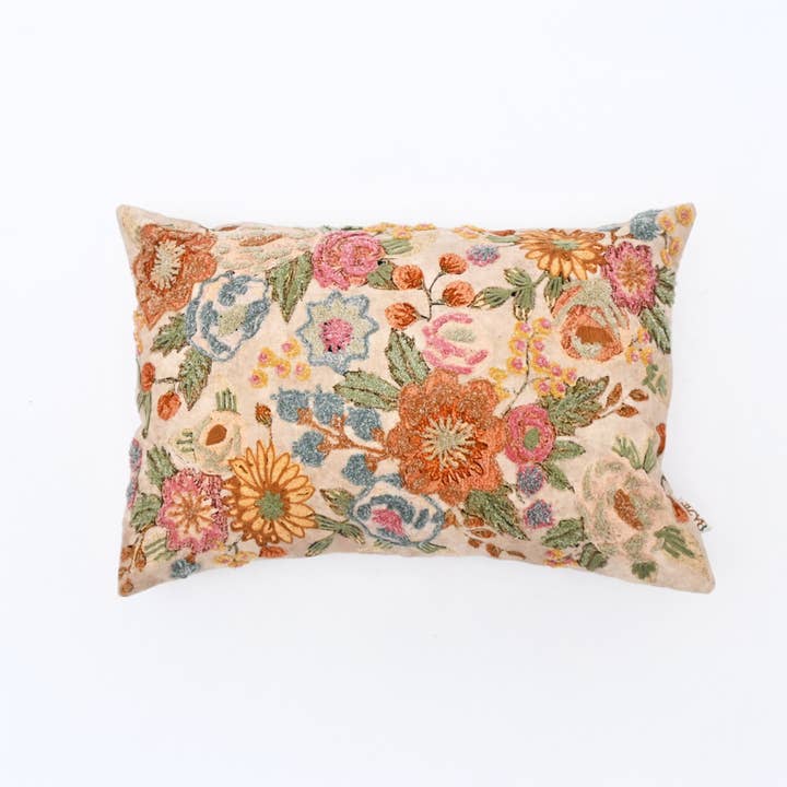 Cotton Lumbar Cushion- Cloud Floral Design- 40x60 cm