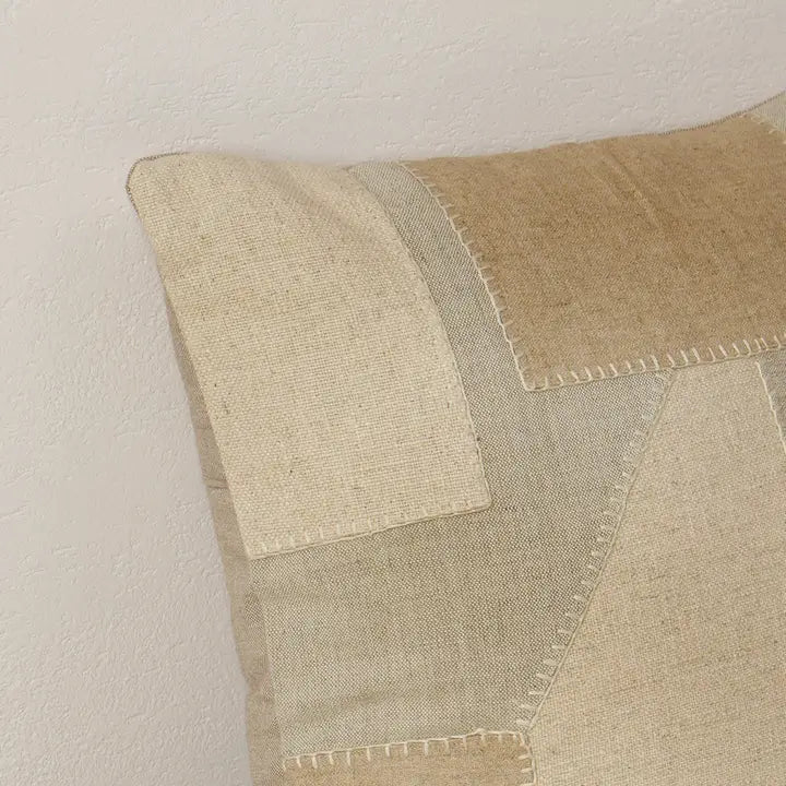 Chambray Patchwork Cushion Cover – Elegant Textured Home Décor Accent