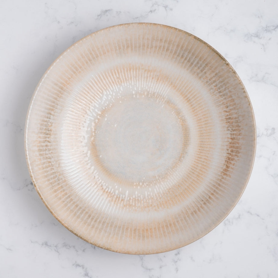 Paros Shell Sand Coupe Deep Porcelain Plate | Textured Soup & Pasta Bowl Plate | Professional Hospitality Tableware | Set of 6