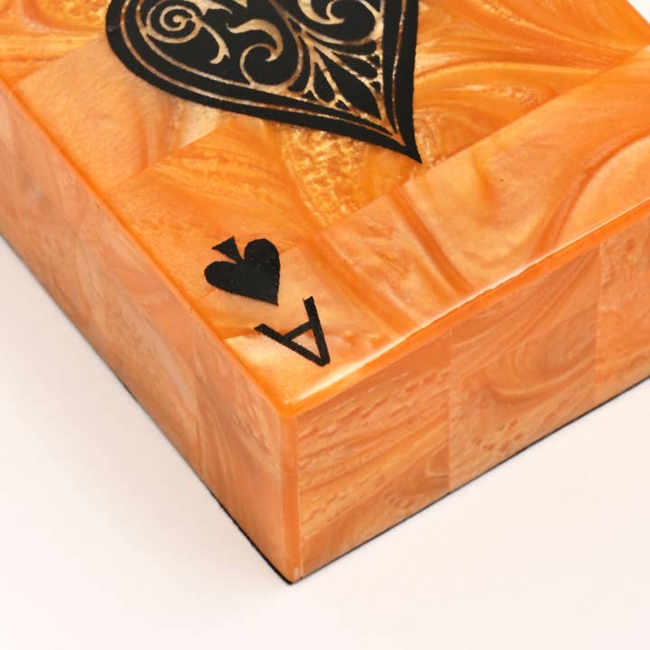 Royal Ace Resin Playing Card Box – Orange & Black