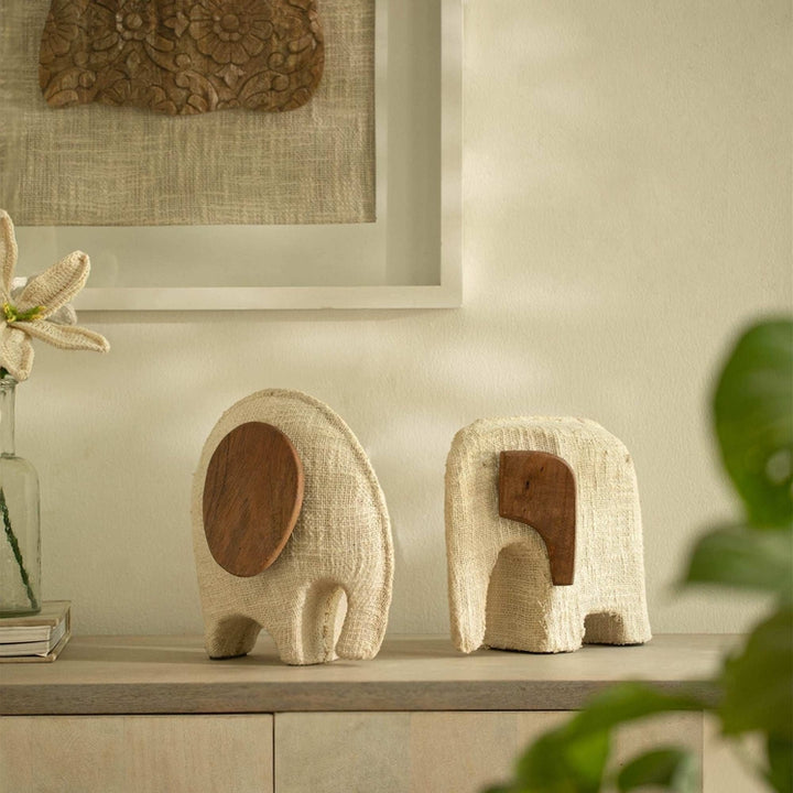 Anarva Große Ecomix Stoff Holz Elefant Skulptur
