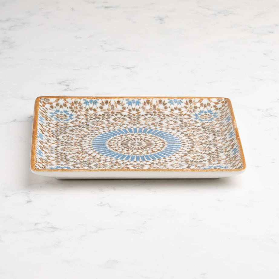 Cruise Tangier Juliet Square Porcelain Platter with Foot 21cm – Set of 6 | Moroccan Serving Platter | Professional Hospitality Tableware