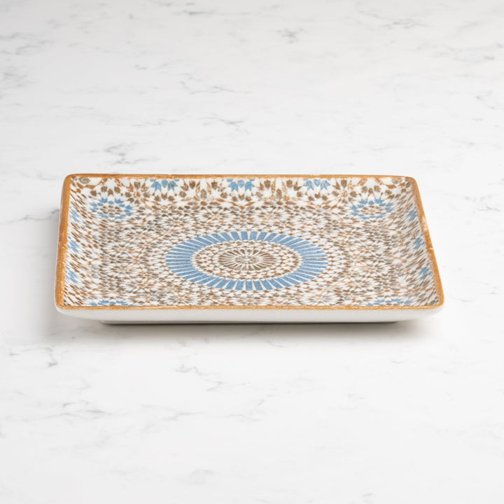 Cruise Tangier Juliet Square Porcelain Platter with Foot 21cm – Set of 6 | Moroccan Serving Platter | Professional Hospitality Tableware