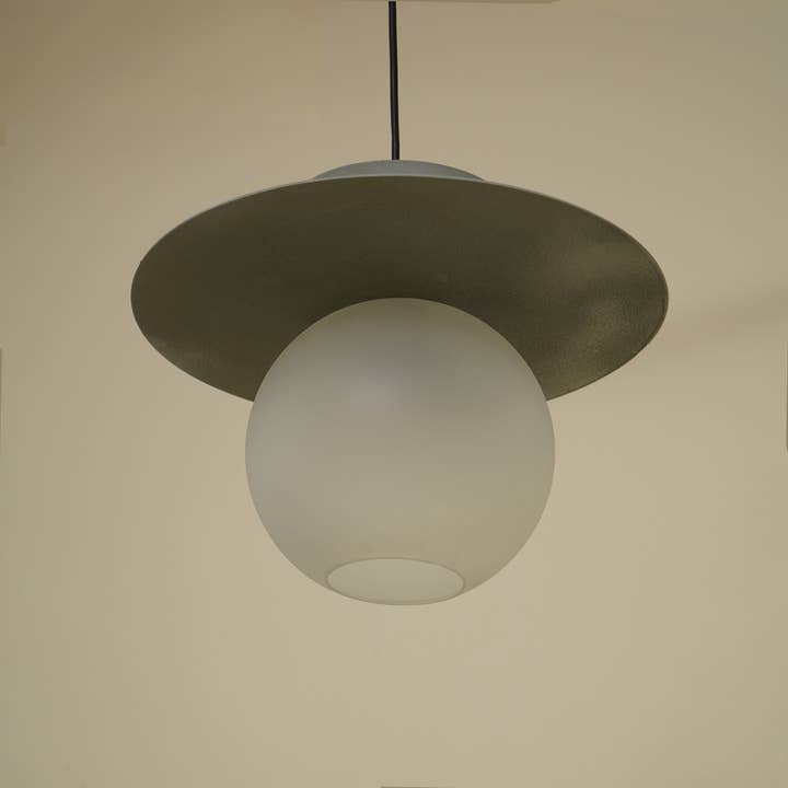 Modern Grey Glass Pendant Ceiling Light Minimal Design