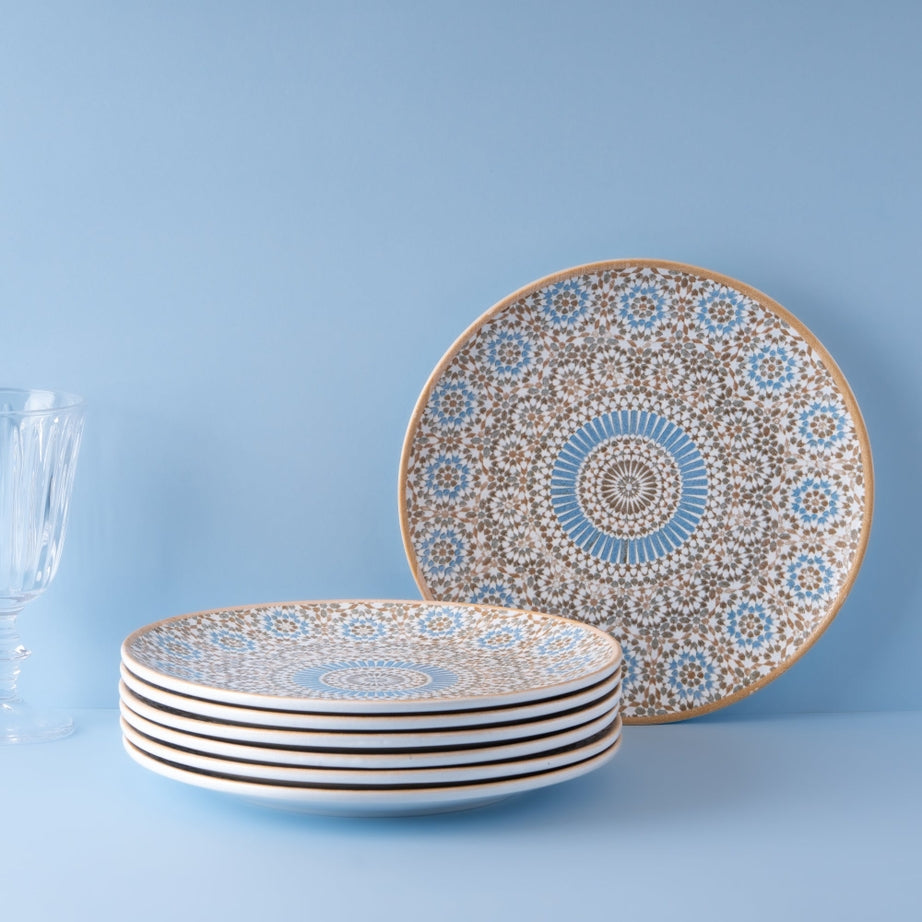 Cruise Tangier Round Rimless Porcelain Plate 27cm – Set of 6 | Moroccan Pattern Dinner Plate | Professional Hospitality Tableware