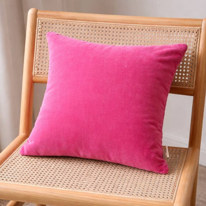 Solid Fuchsia Pink Cotton Velvet Cushion -45×45 cm