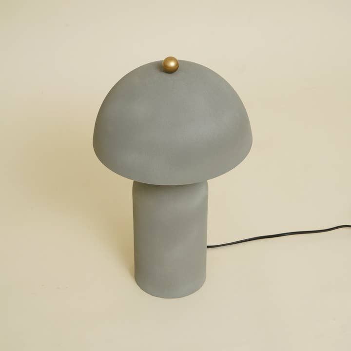 Modern Grey Iron Table Lamp Minimal Sculptural Design