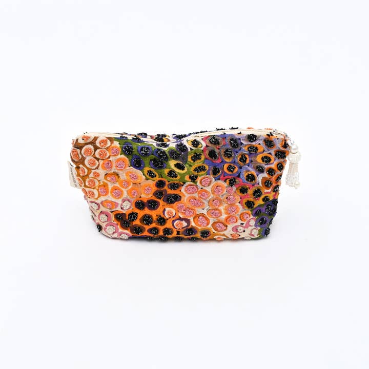 Cotton Pouch – Abstract Embroidered Design – 18x30 cm