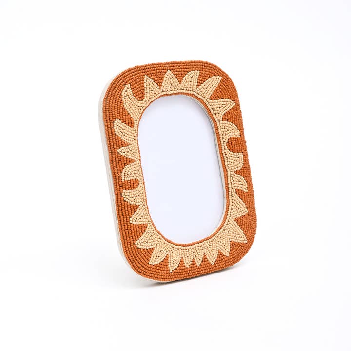 Terracotta Sunburst Beaded Photo Frame  - 4×6 Inch