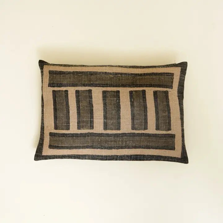 Handcrafted Jute Striped Cushion – Natural Textured Throw Pillow for Modern Interiors