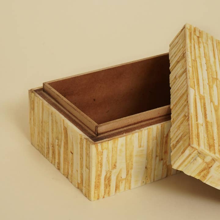 Yellow Striation Elegance Box – Handcrafted MDF & Resin Storage