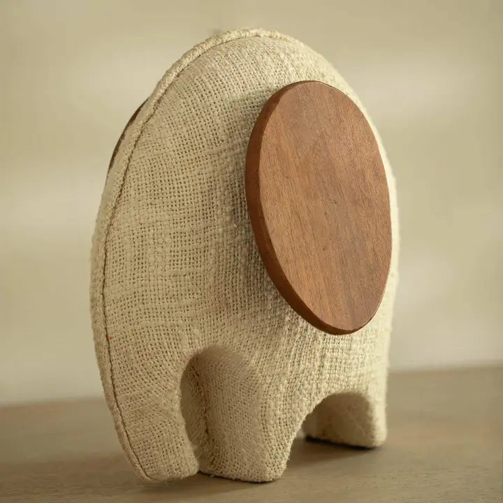 Anarva Handcrafted Ecomix Elephant Figurine - Small Sustainable Fabric & Mango Wood Indian Heritage Décor Piece - Eco Gi