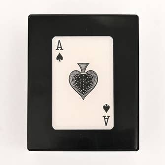 Black Resin Triple Slot Playing Card Box with Ace Design
