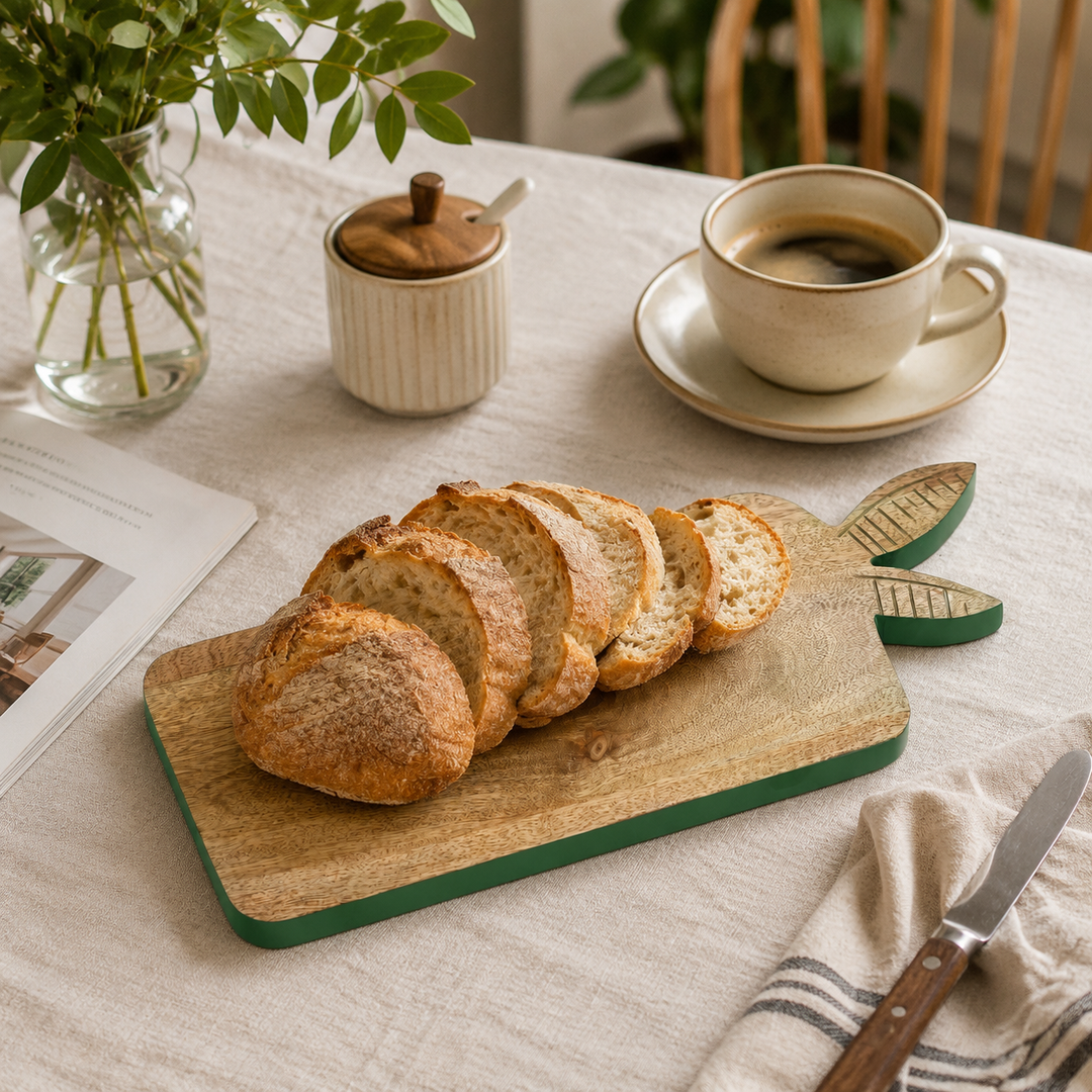 Bunny Mango Wood Serving Board with Colour Edge Trim