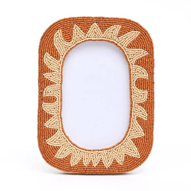 Terracotta Sunburst Beaded Photo Frame  - 4×6 Inch