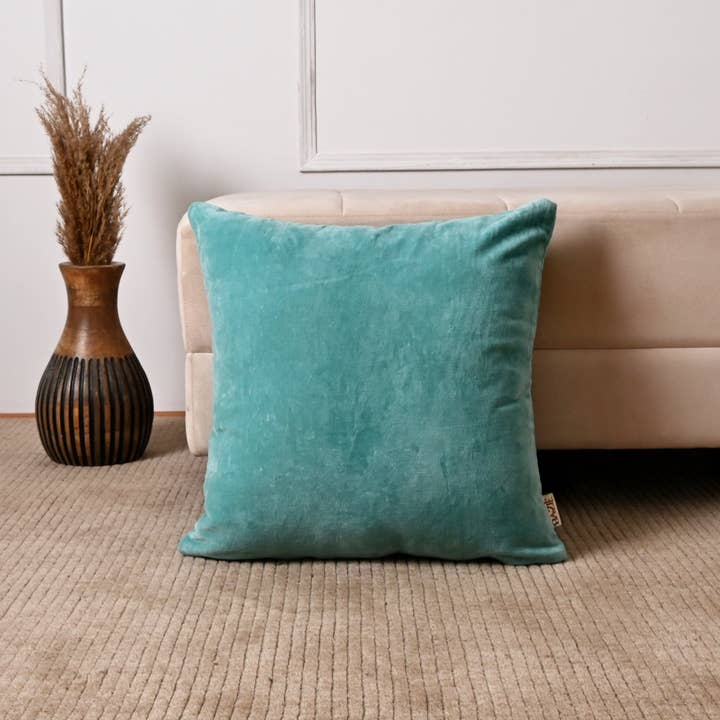Velvet Cotton Cushion- Vespa Teal- 45x45 cm